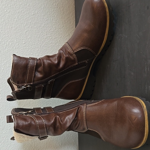 NWOT JBU Evans Vegan Leather Faux Shearling Ankle Boots Size 7 - Picture 1 of 9